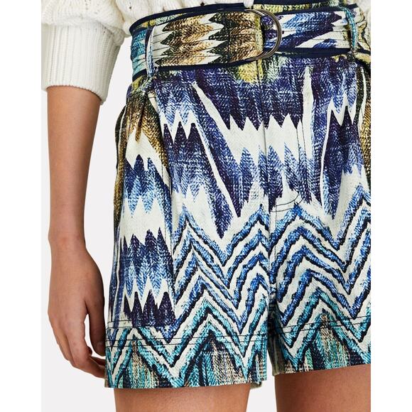 Chufy Nino High-Waisted Belted Chevron Paperbag Shorts Calvi Blue XS - Picture 5 of 13